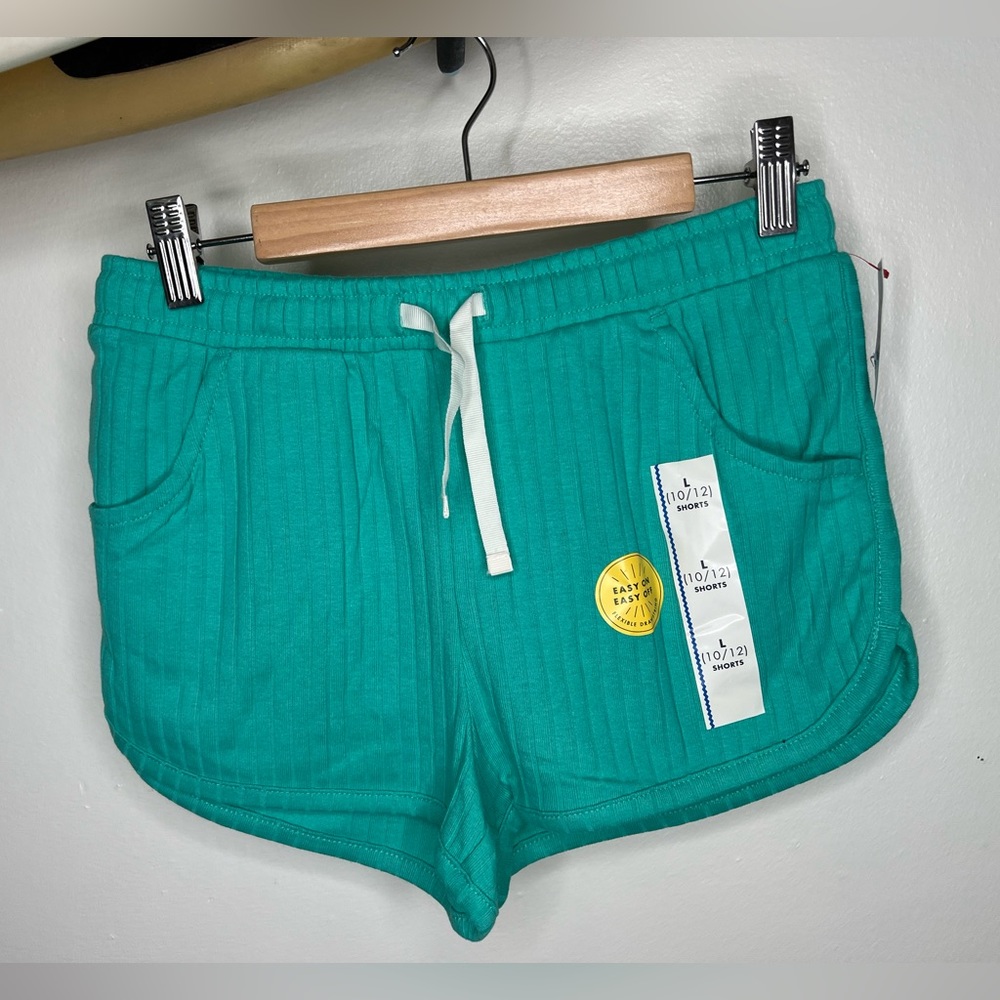 Brand New-Cat & Jack Girl's Pull-on Ribbed Turquoise with Pockets Shorts